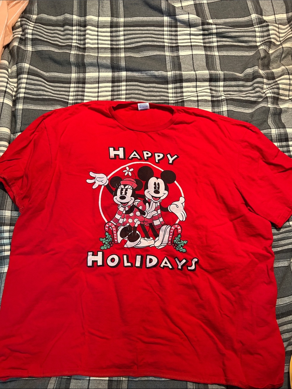 Disney Red Mickey & Minnie 'Happy Holidays' Graphic Tee